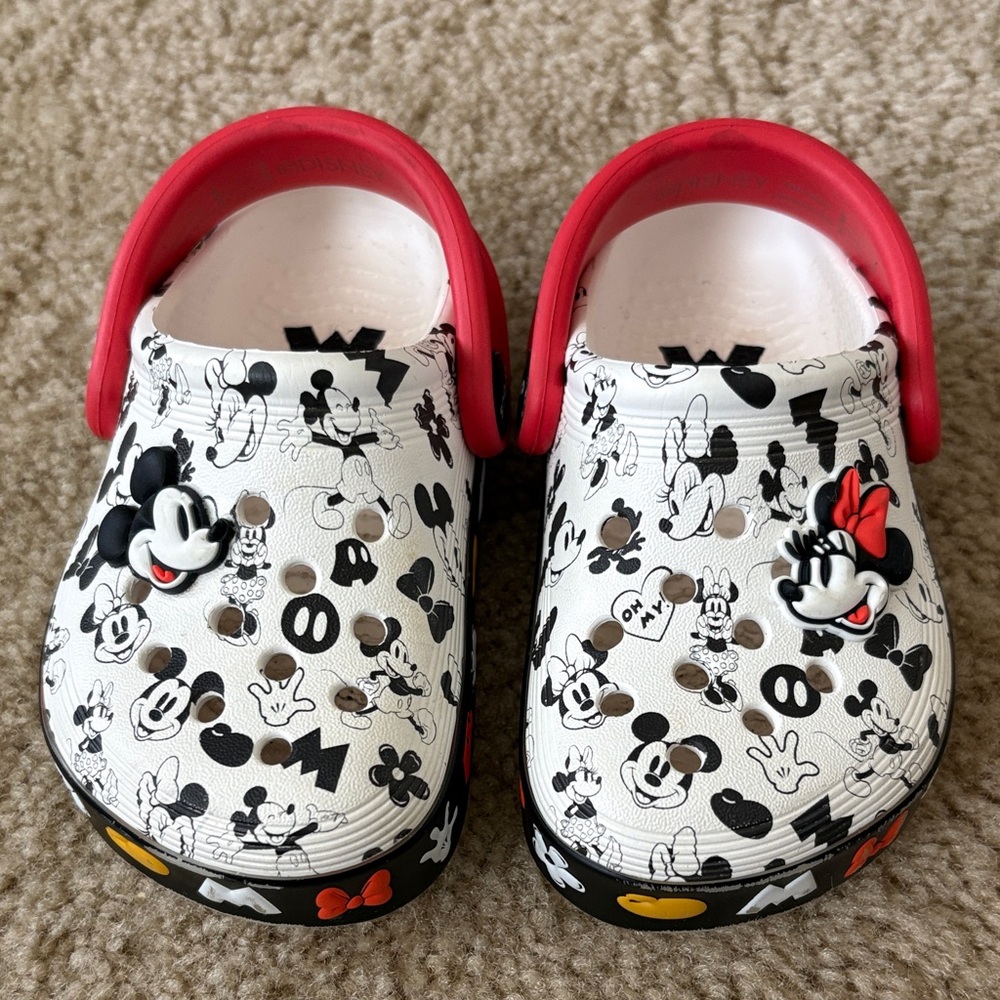 CROCS Kids Mickey & Minnie White Black Red Clogs